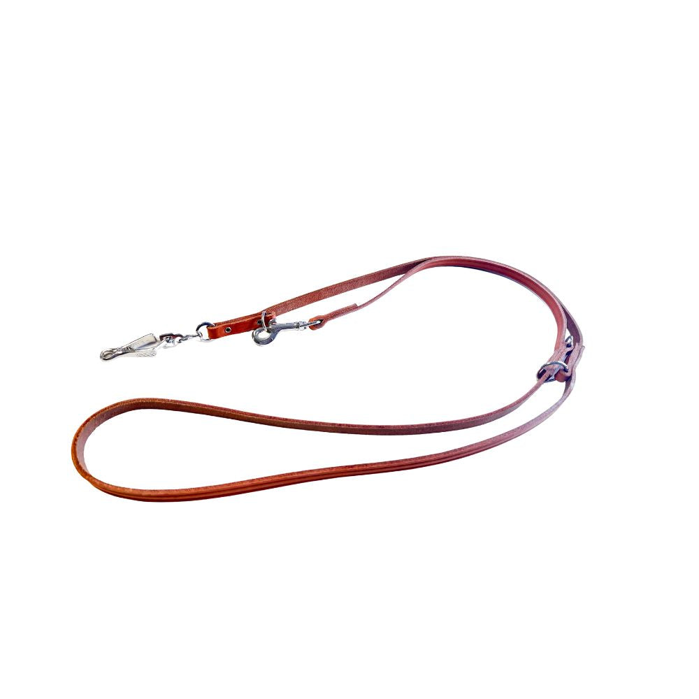 Verstellbare Lederleine 2 m, 12 mm, natur – Vollrindleder, genietet, mit Scherenkarabiner