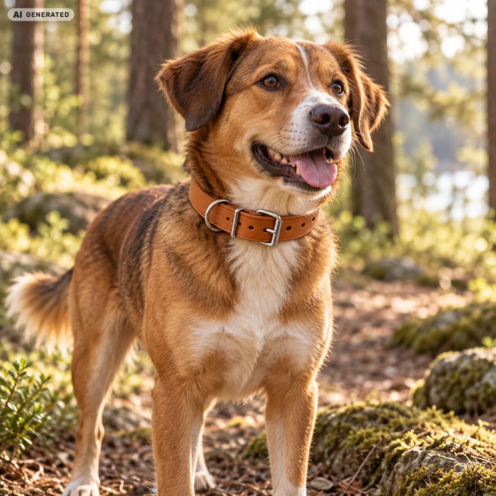 KOCH Hundehalsband Handgenäht getragen von einem Hund