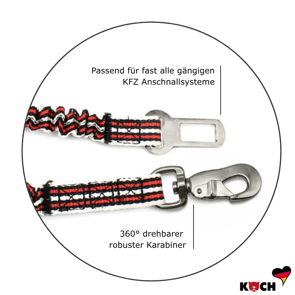 KOCH Auto-Anschnallgurt für Hunde mit Ruckdämpfer passend für fast alle gängigen Anschnallsysteme