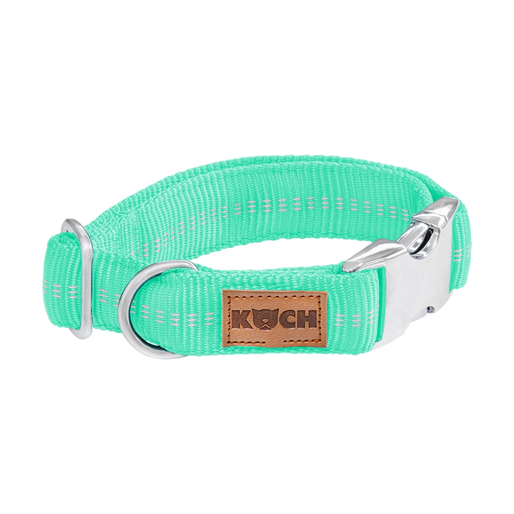 KOCH Premium Alu-Klick Hundehalsband gepolstert mint mit Kennfäden #farbe_mint mit Kennfäden