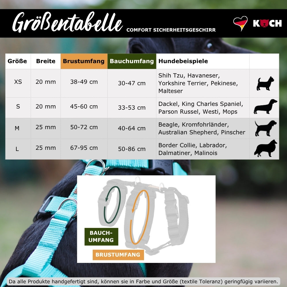 KOCH Sicherheitsgeschirr COMFORT Groessentabelle