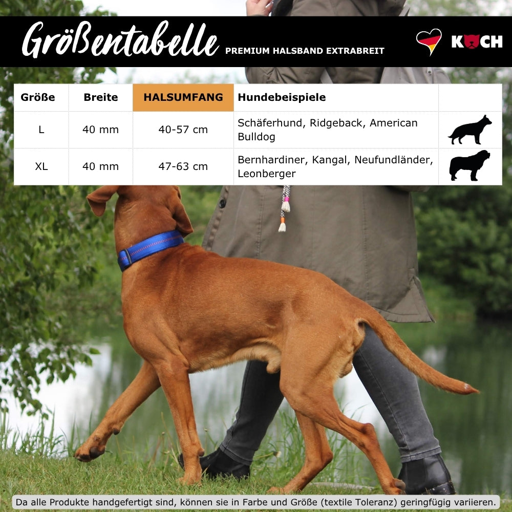 KOCH Größentabelle Premium Halsband gepolstert extrabreit für große Hunde mit robustem Klickverschluss