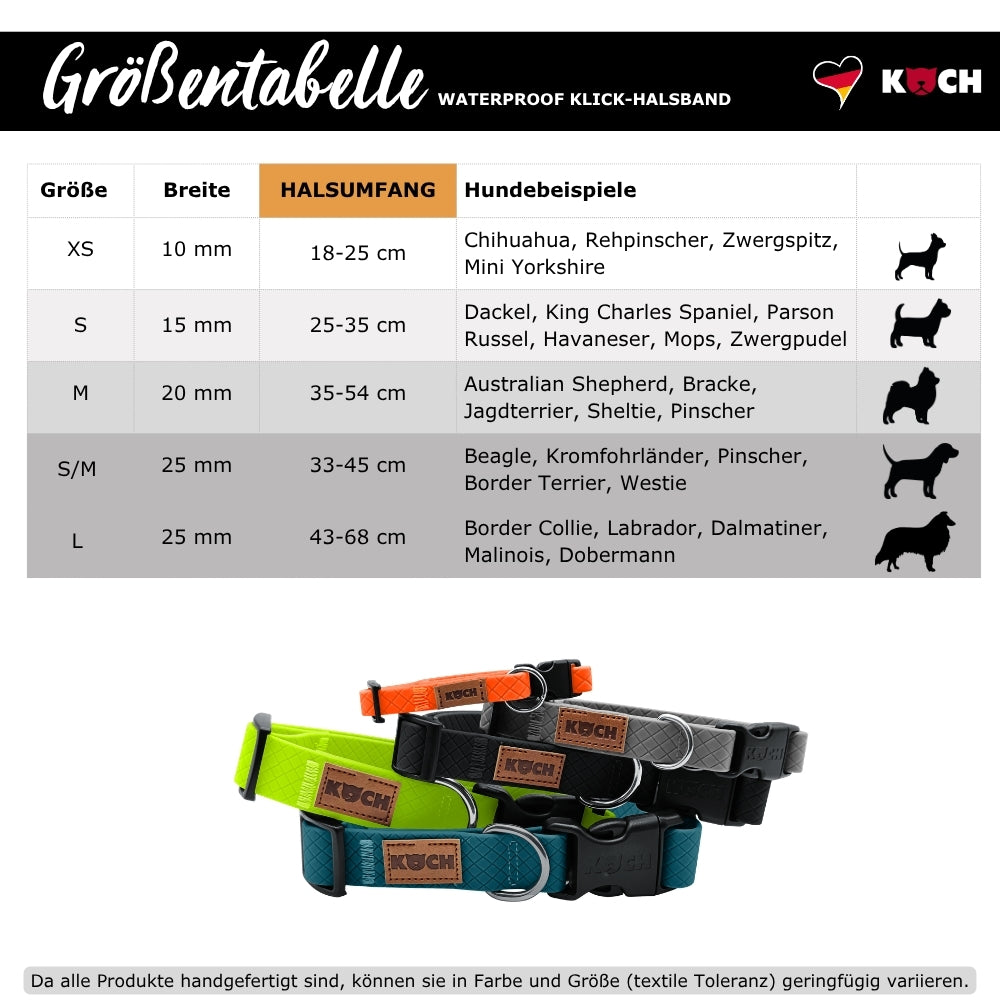 KOCH Waterproof Halsband Größentabelle