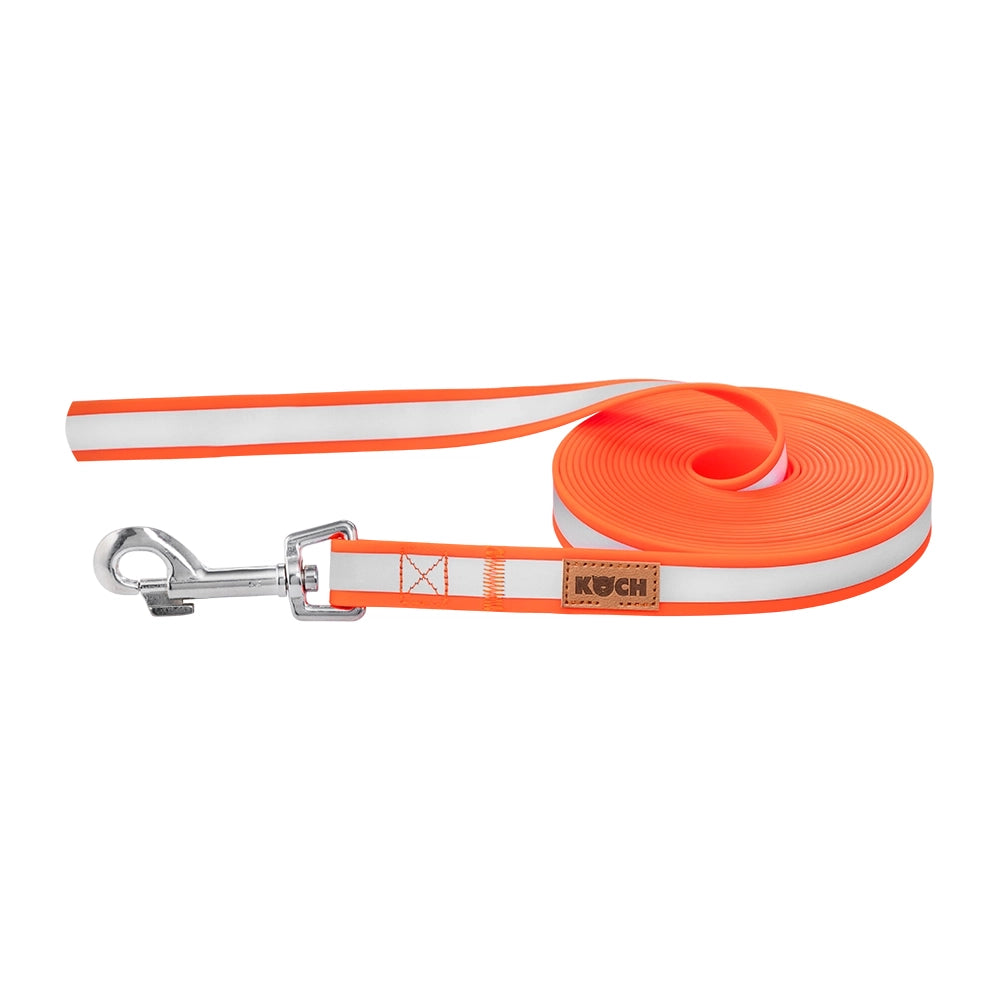 KOCH Waterproof Schleppleine reflektierend & wasserfest neonorange ohne Handschlaufe #farbe_neonorange ohne Handschlaufe