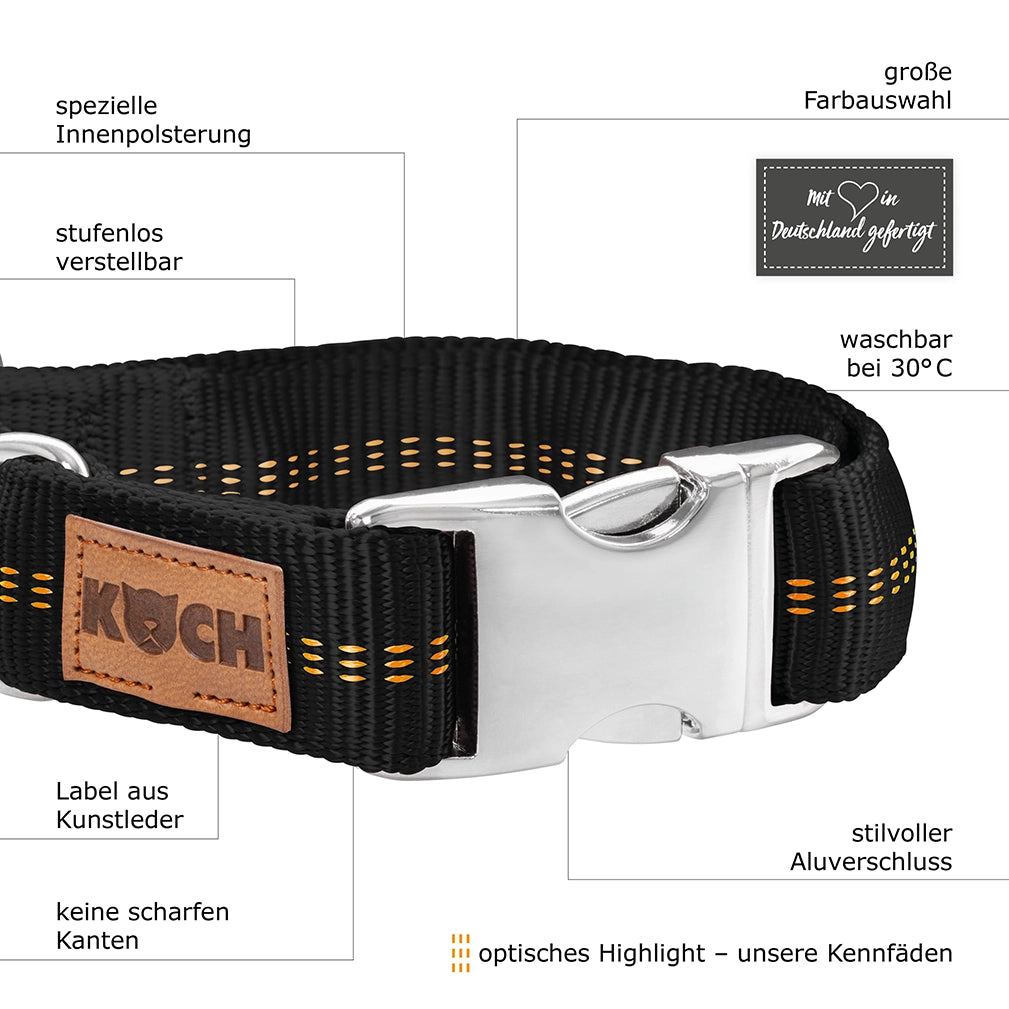 KOCH Premium Alu-Klick Hundehalsband gepolstert