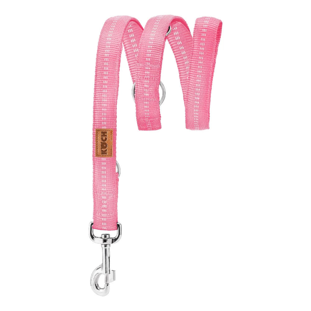 KOCH Premium Hundeleine gepolstert 2 & 3 Meter verstellbar | Kennfäden rosa #farbe_rosa
