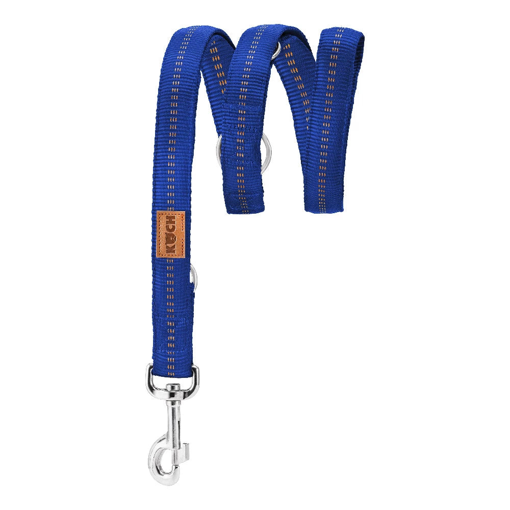 KOCH Premium Hundeleine gepolstert 2 & 3 Meter verstellbar | Kennfäden blau #farbe_blau mit Kennfäden