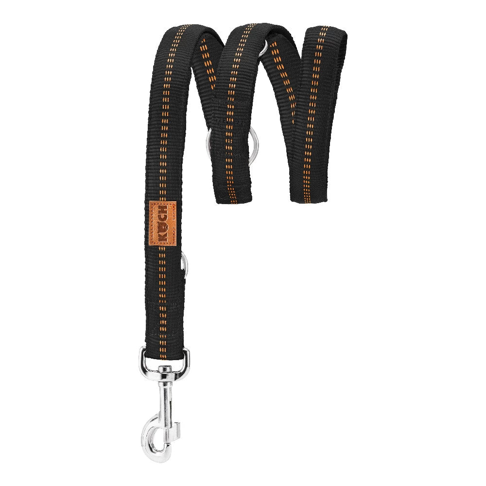 KOCH Premium Hundeleine gepolstert 2 & 3 Meter verstellbar | Kennfäden schwarz #farbe_schwarz mit Kennfäden