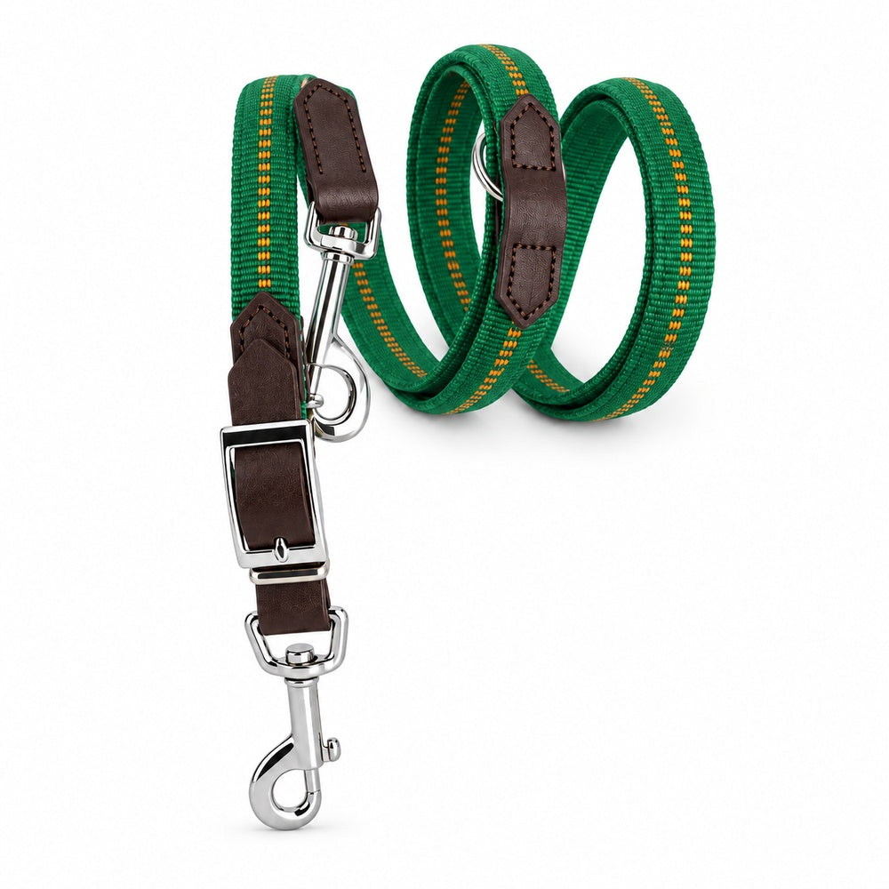 KOCH - G-Adventure Hundeleine 2 Meter verstellbar mit Leder grün