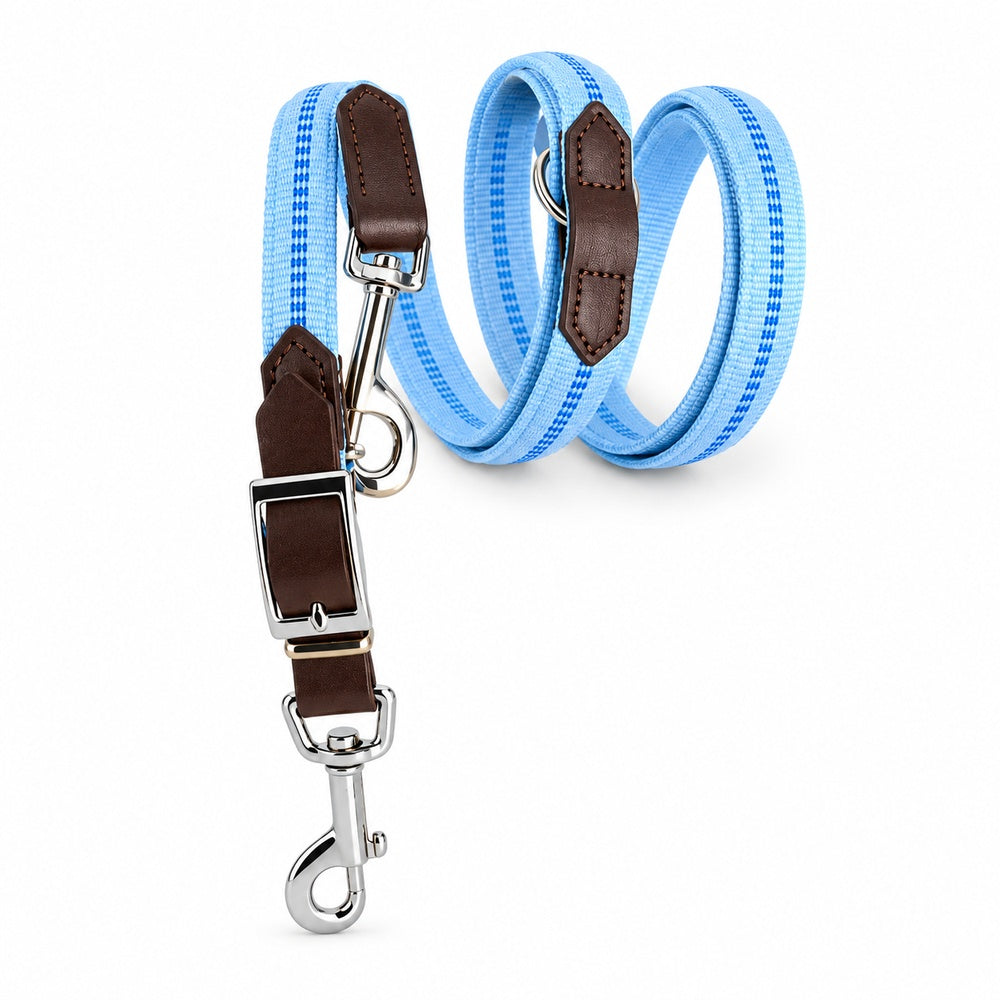 KOCH - G-Adventure Hundeleine 3 Meter verstellbar mit Leder hellblau