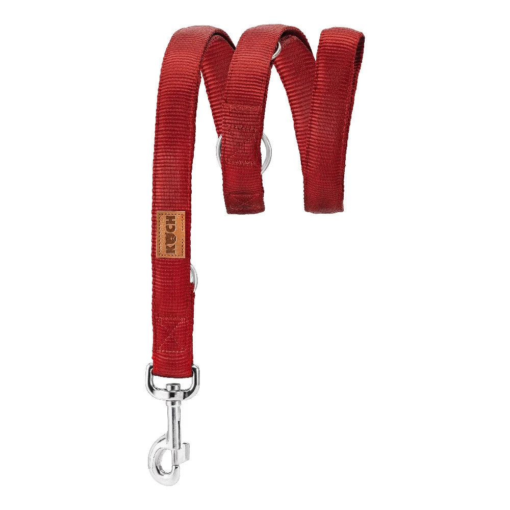 KOCH Premium Hundeleine gepolstert 2 & 3 Meter verstellbar rot #farbe_rot