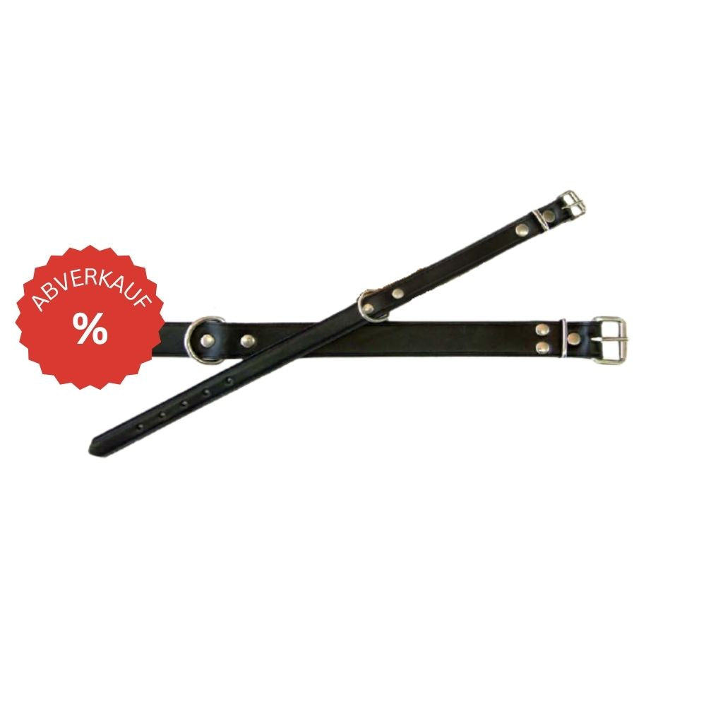 Hundehalsband aus schwarzem Echtleder, Dornschnalle & D-Ring, genietet – deutscher Manufaktur-Abverkauf