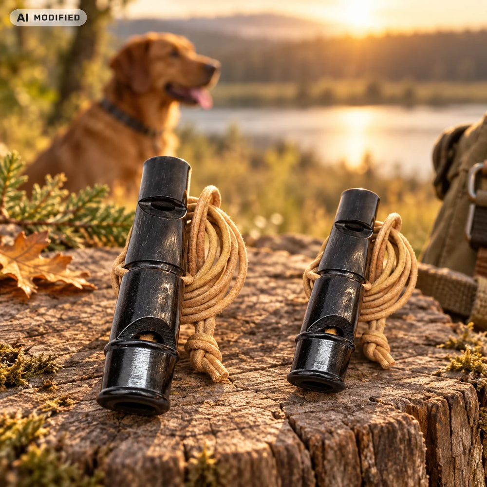 KOCH Büffelhornpfeife | Pfiff- & Trillerton mit Hund in der Natur