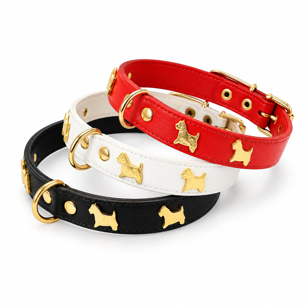Hundehalsband aus Leder mit Westie