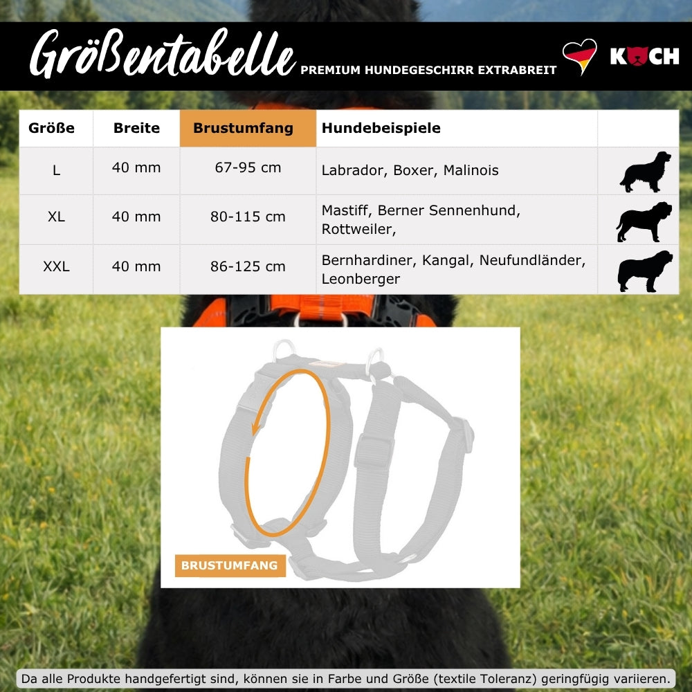 KOCH Groessentabelle PREMIUM Hundegeschirre extra-Breit