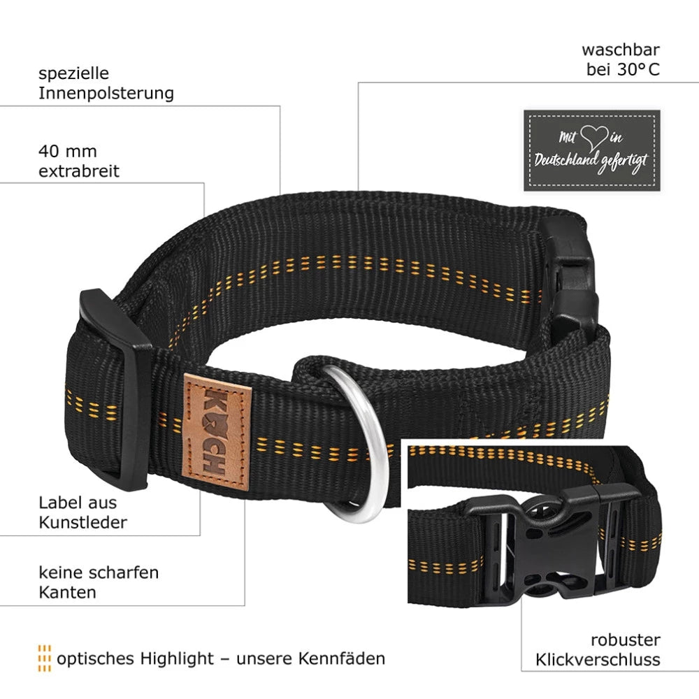 KOCH Premium Hundehalsband gepolstert extrabreit 40mm