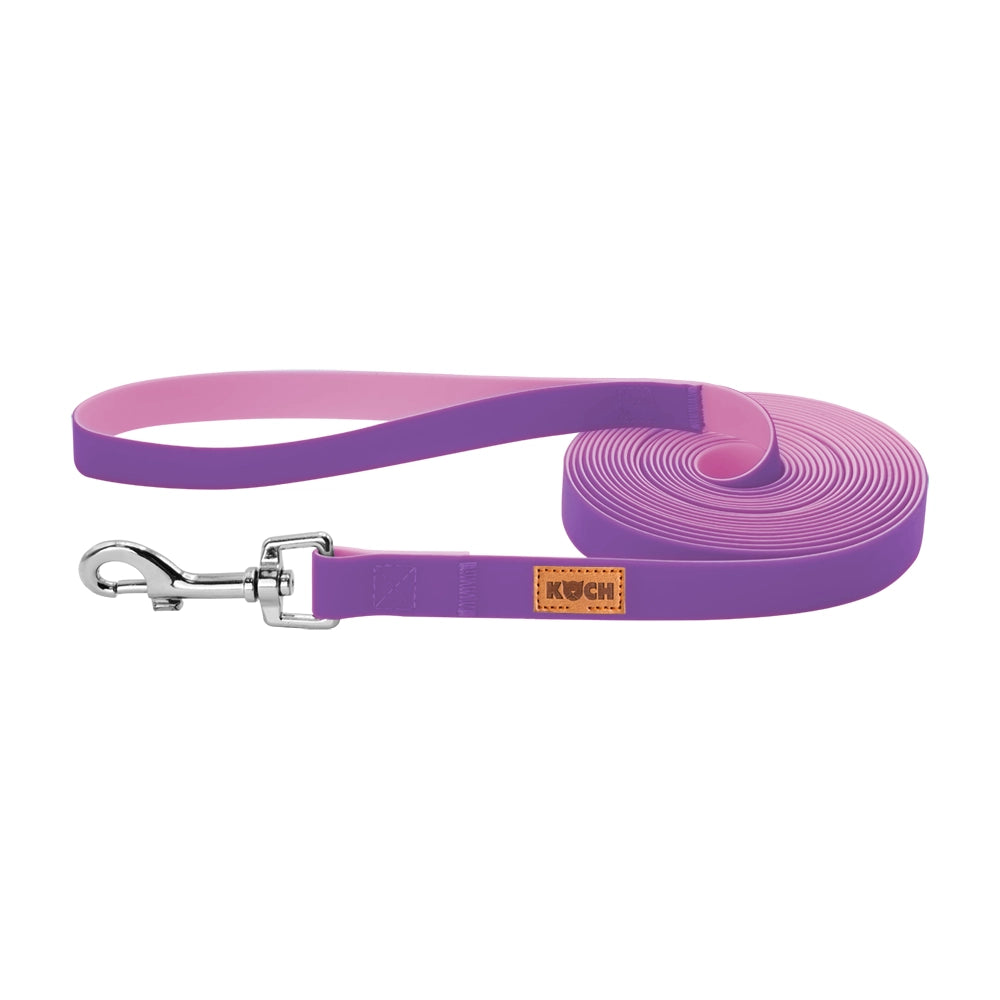 Wasserfeste Waterproof Bicolor Schleppleine mit Handschlaufe von KOCH in Farbe flieder/rosé #farbe_flieder/rosé