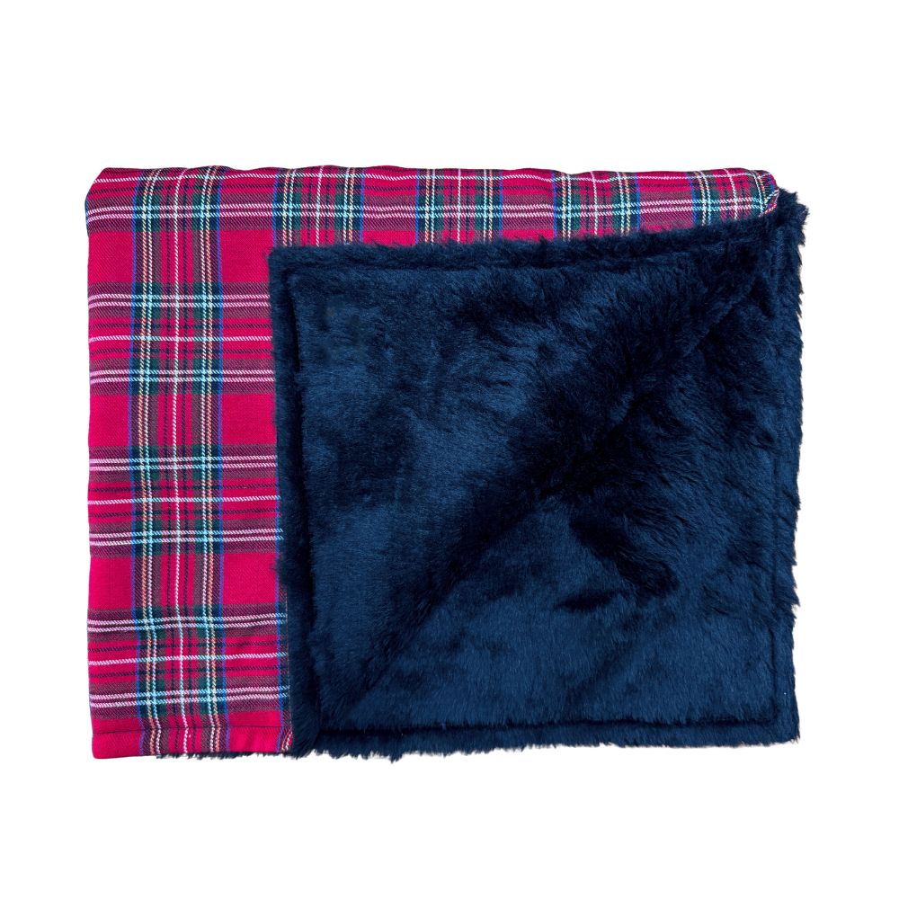 KOCH Hundedecke rot Karo | Plüsch schwarz