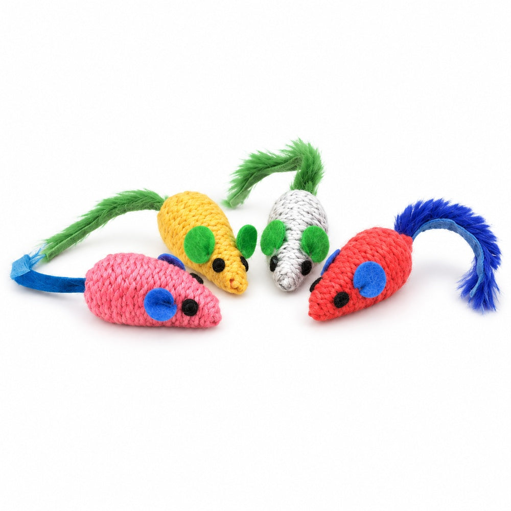 Katzenspielzeug Nylonmaus bunt | 3er Set