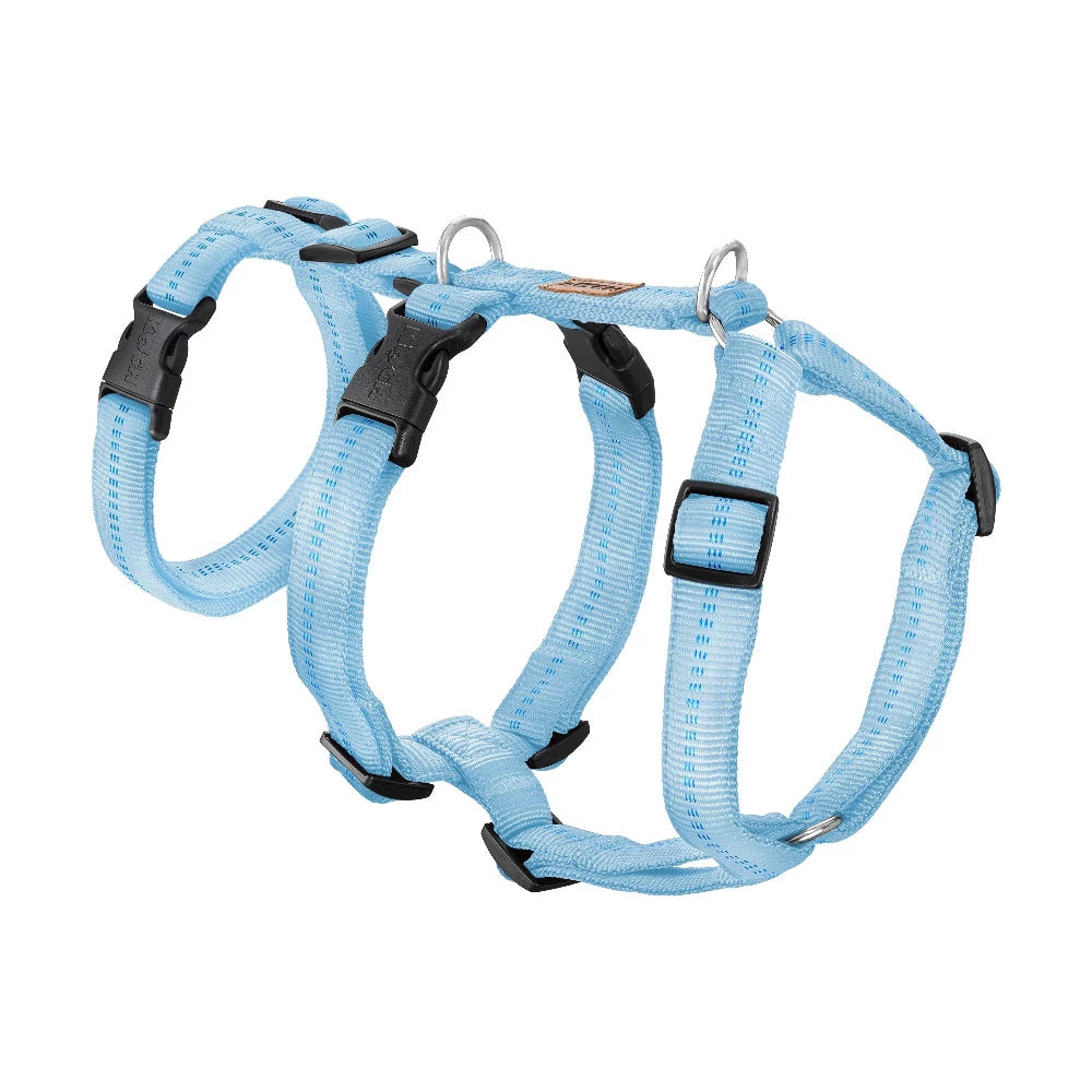 Premium Sicherheitsgeschirr gepolstert, Panikgeschirr - hellblau mit Kennfäden / XXS - 15mm | 31-37cm