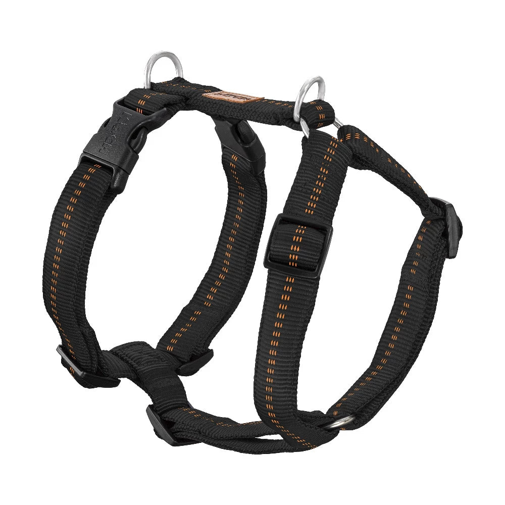 Premium Hundegeschirr gepolstert - schwarz mit Kennfäden / XXS - 15mm | 31-37cm